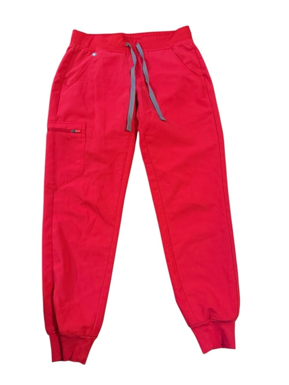 Figs Red Jogger Sweatpants with Gray Drawcord
